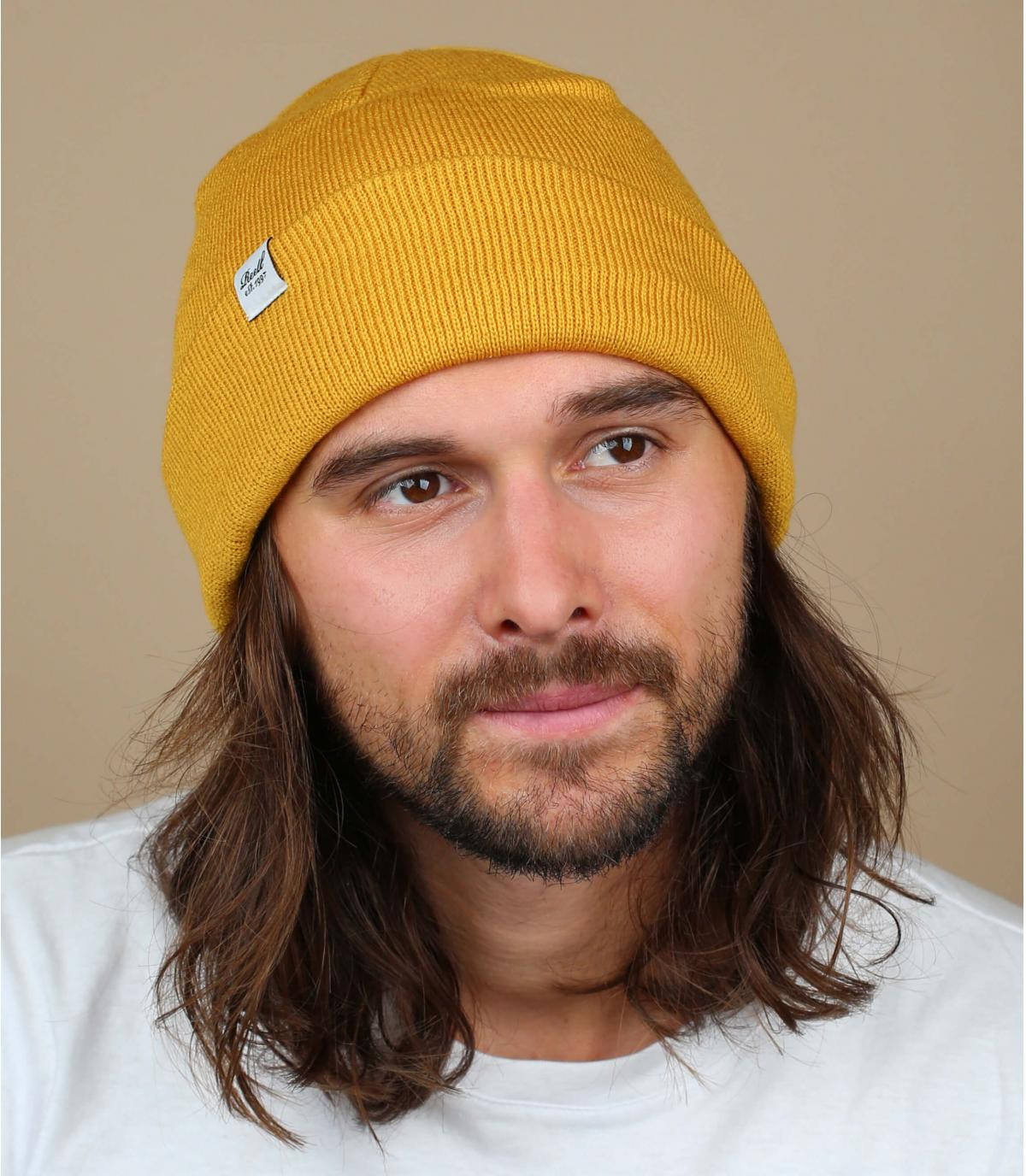 mosterd-revers Beanie dark yellow